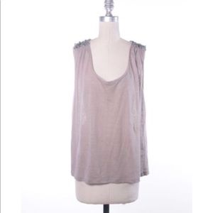 JOIE Beaded 'Nara' Embellished Shoulder Linen Tank